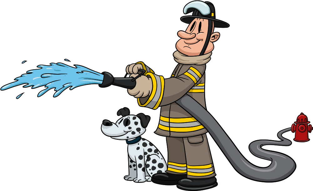 Dalmatian Dog Firefighter Cartoon - Cartoon Firefighter (1000x1000)