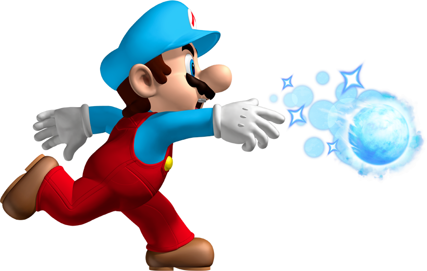 Mario With Ice Flower Power-up - Ice Mario New Super Mario Bros Wii (866x549)