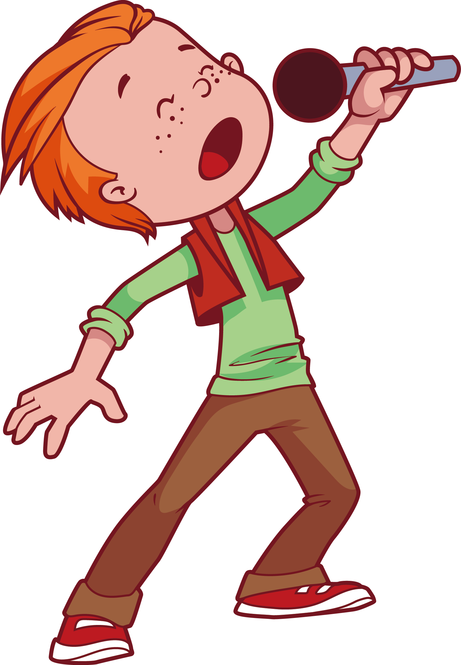 Microphone Singing Cartoon Child - Boy Singer Png (1578x2276)