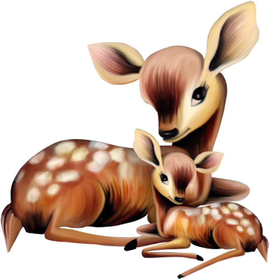 Tubes Animaux - - Carolineblue - Baby Deer And Mom Clipart (964x999)