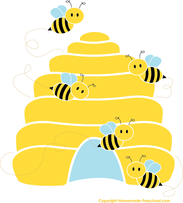 Bee Clipart, Canvas Art, Clip Art, Commercial, Birthday - Bee Hive Clip Art (597x665)