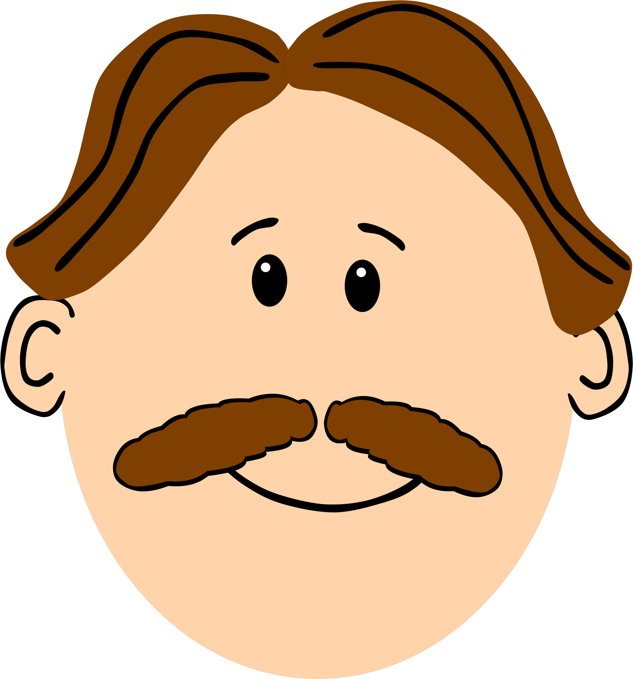 With Brown Hair And Mustache - Cartoon Man With Moustache (2145x2303)