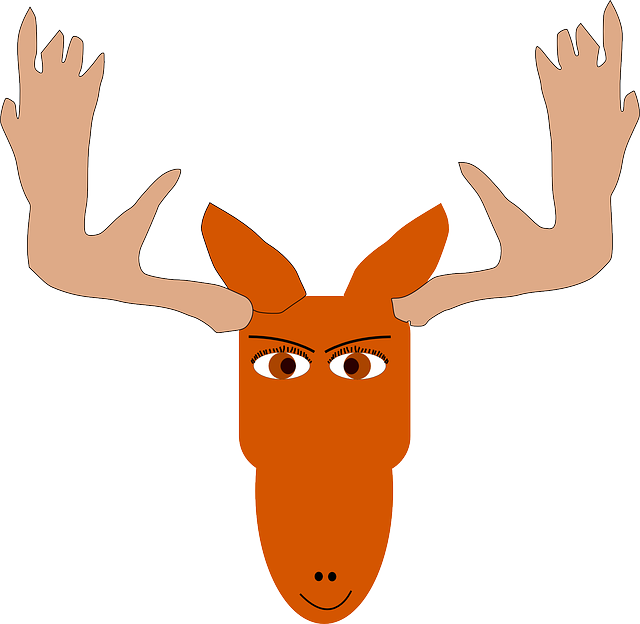 Eyes, Face, Cartoon, Smiling, Moose, Antlers, Smile - Mad Moose Clipart (738x720)