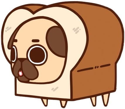 Pug Bread Breadpug Cute Doodle Brown Freetoedit - Cartoon Pugs (431x375)
