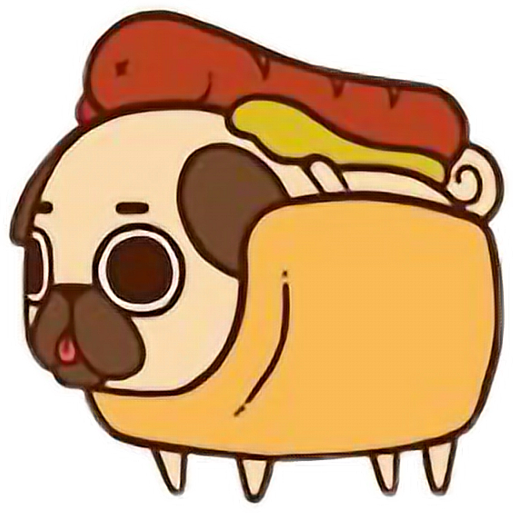 Cute Kawaii Pug Chibi Food Hotdogfreetoedit - Pug Cartoon (1024x1024)