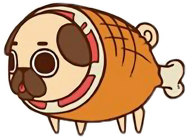 Cute Kawaii Pug Chibi Food Hamfreetoedit - Puglie Pug (656x484)