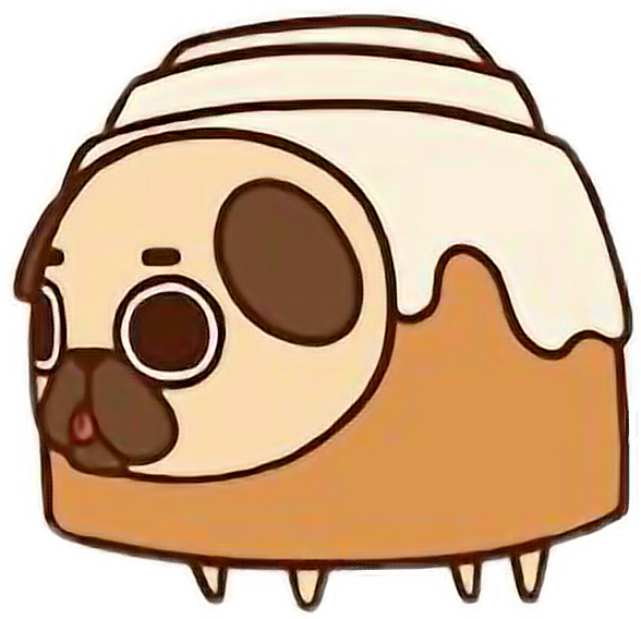 Cute Kawaii Pug Chibi Food Cinimonroll Freetoedit - Kawaii Pug (588x568)