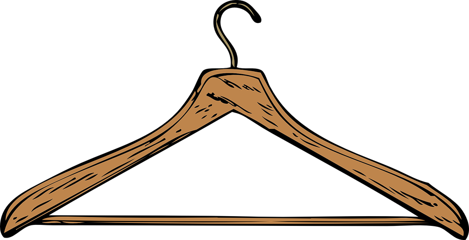 Outline, Wooden, Drawing, Cartoon, Free - Clothes Hanger Clip Art (960x492)
