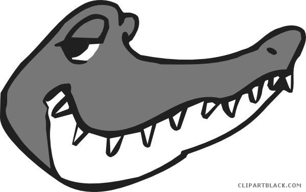 Alligator Head Animal Free Black White Clipart Images - Alligators (600x377)