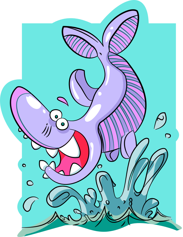Free To Use Public Domain Animals Clip Art - Funny Cartoon Shark In Ocean Custom Boys Name Tote (616x800)