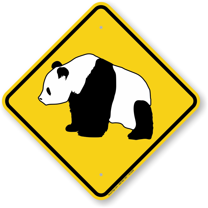 Panda Crossing Sign - Señal De Transito Estrechamiento (800x800)