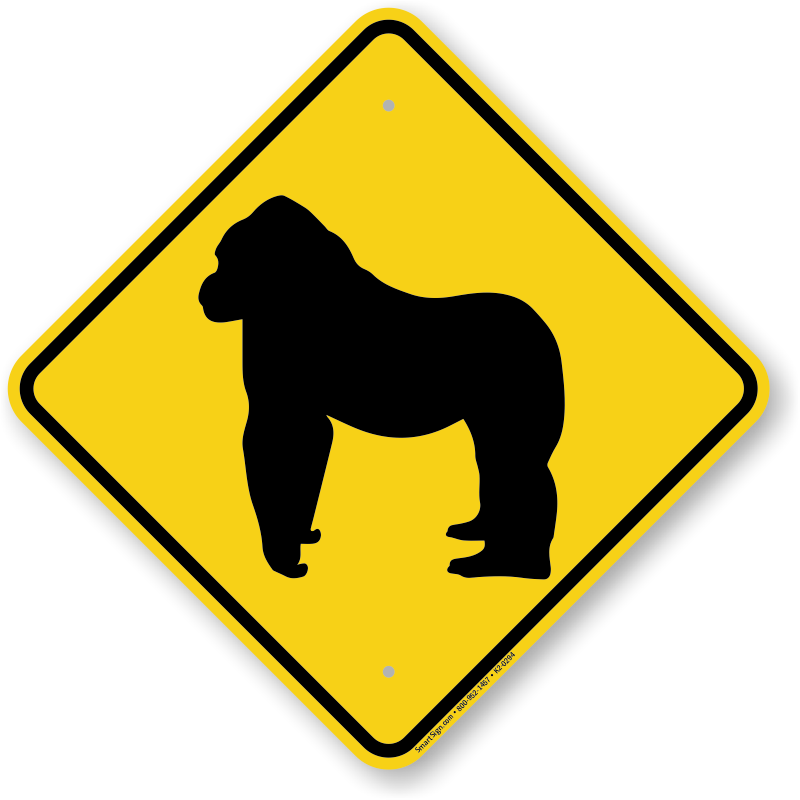 Gorilla Crossing Sign - Sharp Turn To The Right Sign (800x800)