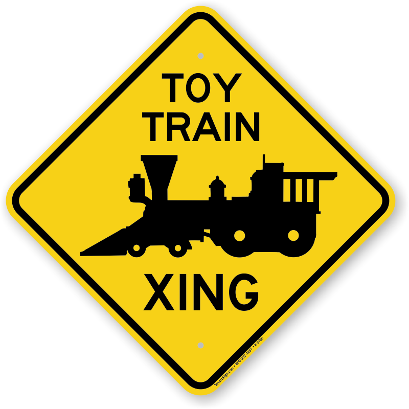 Toy Train Xing Diamond Crossing Sign - Golf Cart Crossing Sign (800x800)