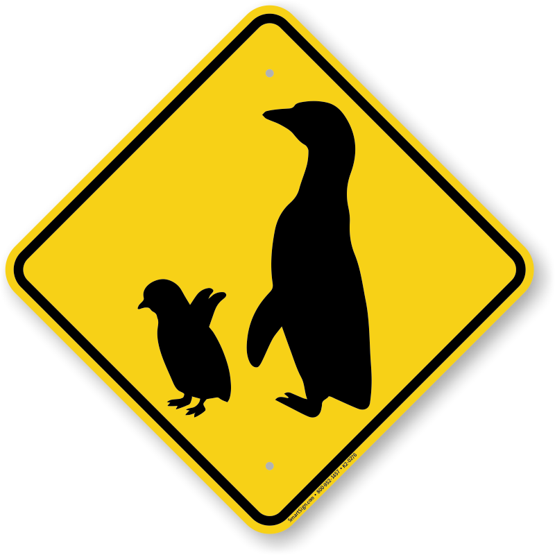Penguin With Chick Crossing Sign - Gas Warning Sign (800x800)