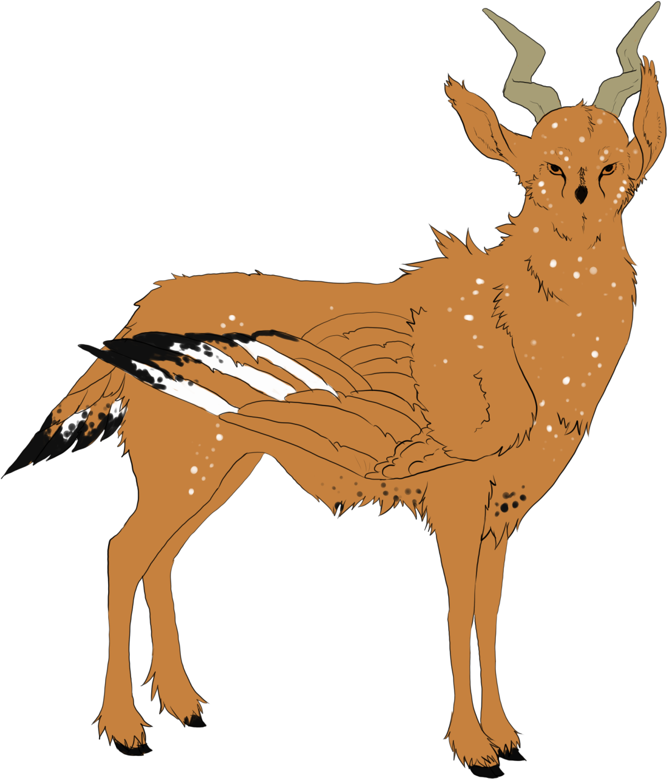 Player's Interpretation Of An Owl Deer - Cartoon (1354x1600)