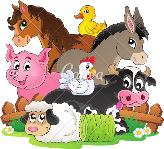 Farm Animals Clipart Farm Community - Cartoon Images Of Farm Animals (550x503)