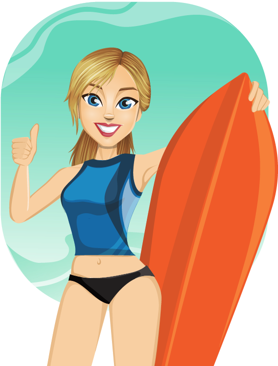 Surfing Girl Clip Art - Surfing Girl Clip Art (662x781)
