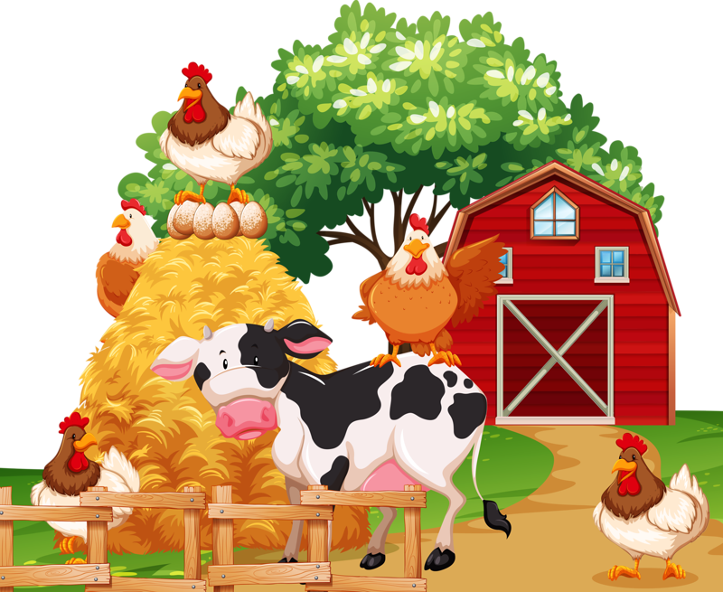 Farm Animals Together In The Farmhouse - Caricaturas De Granja (800x655)
