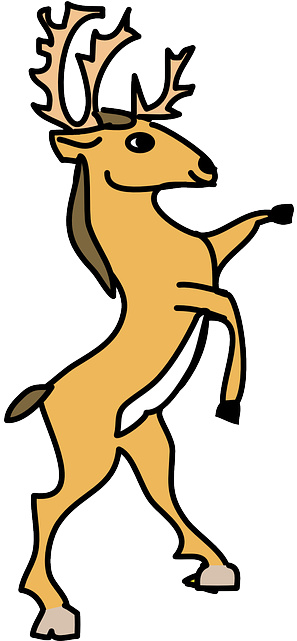 Yellow, Cartoon, Deer, Standing, Horns, Animal - Cartoon Deer Standing Up (320x640)