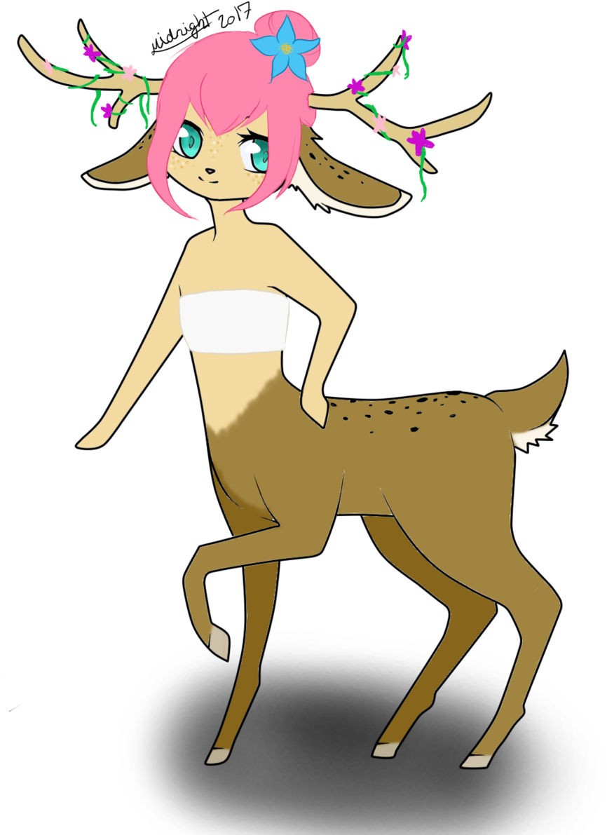 Deer Centaur Adoptable By Xmidnight Nightmarex Deer - Cartoon (1024x1249)