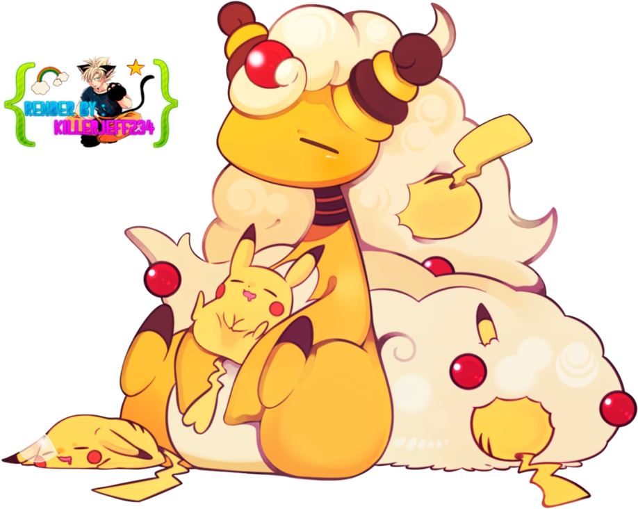 Render- Mega Ampharos And Pikachu By Killerjeff234 - Mega Ampharos Y Ampharos (966x827)