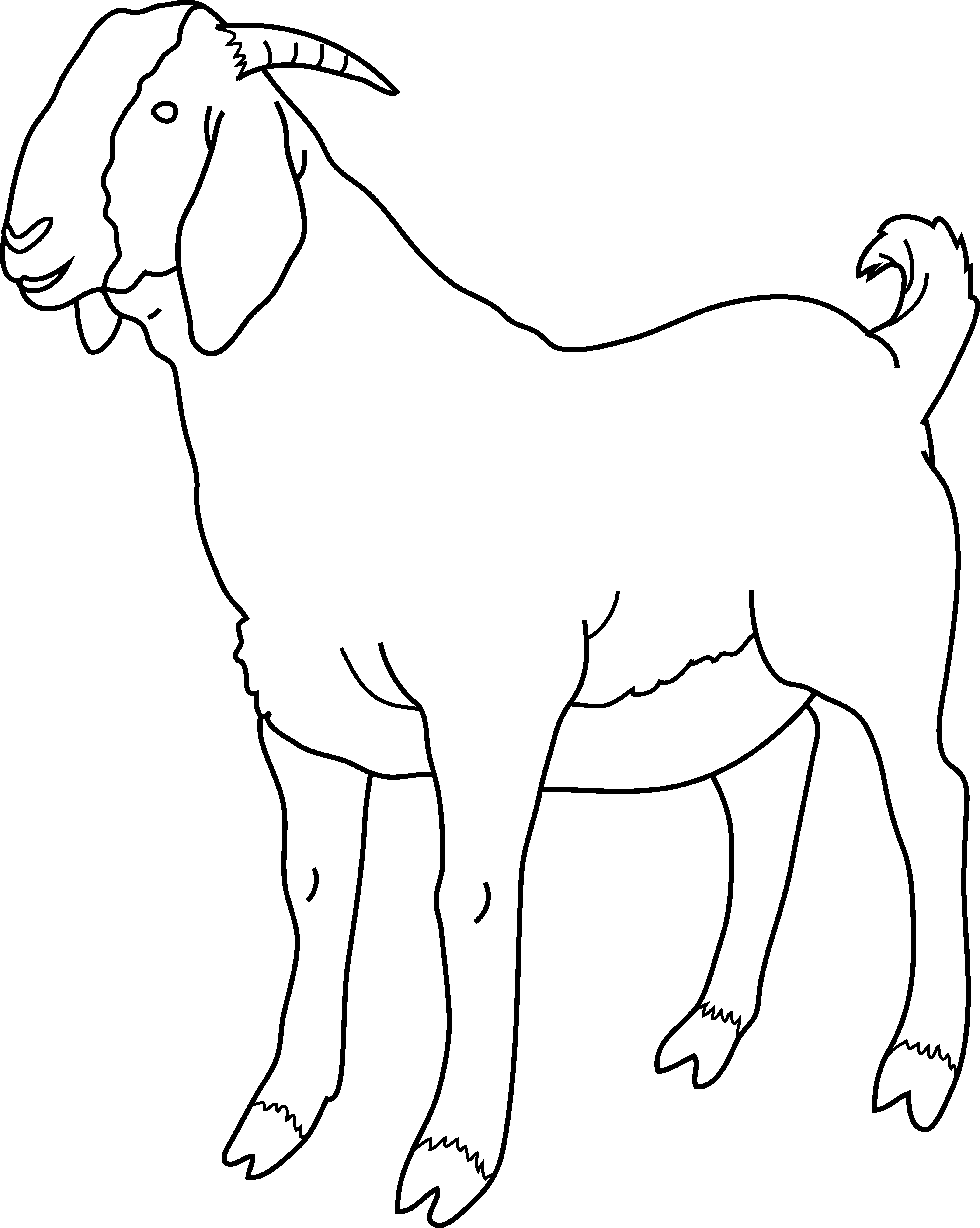 Goat Coloring Page - Goat Black And White (4202x5266)