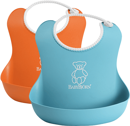 High Chairs - Babybjorn Soft Bib X 2 - Orange And Turquoise (450x500)