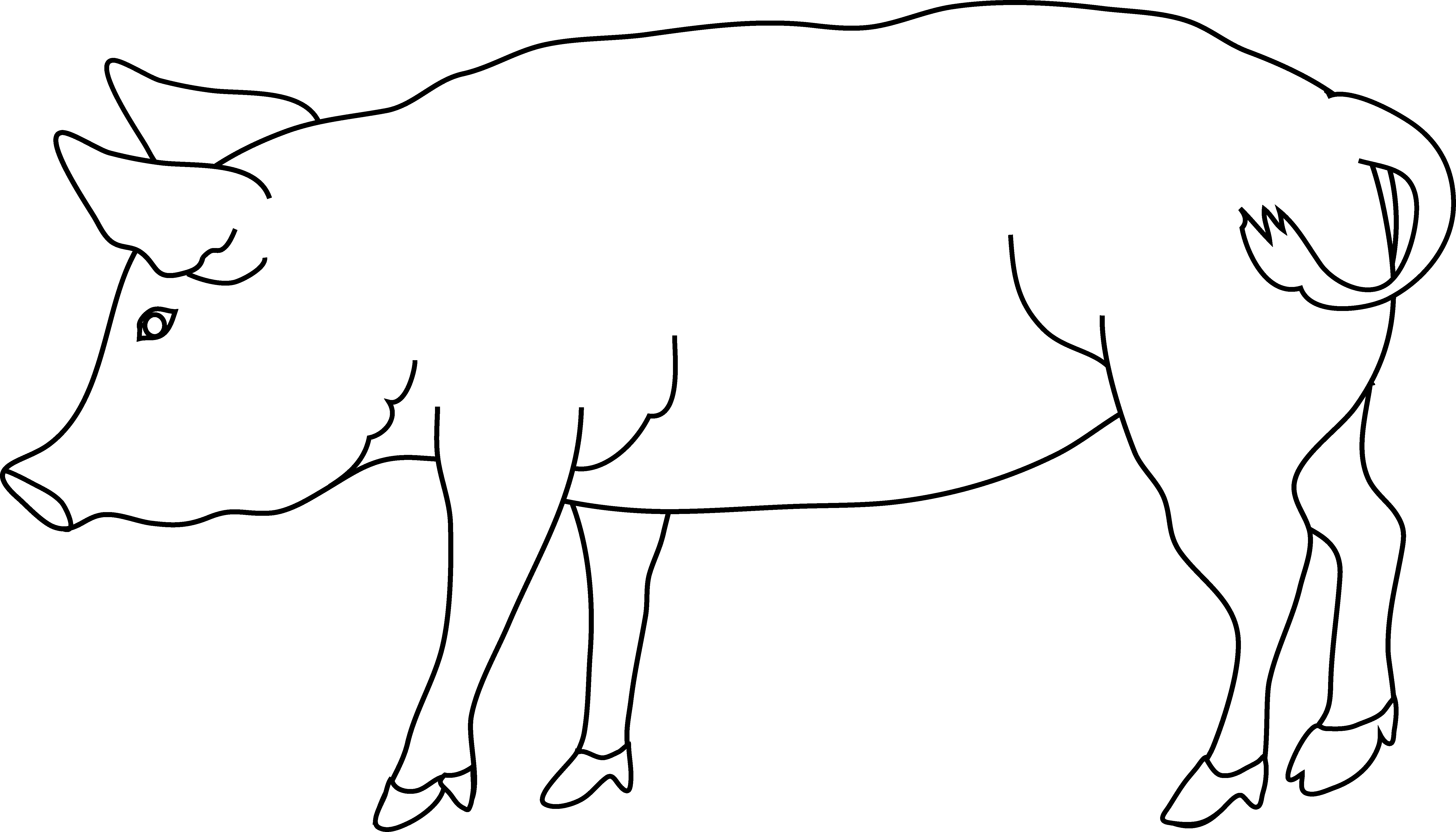 Pig 2 Line Art Pig Coloring Pages - Clip Art (6363x3636)