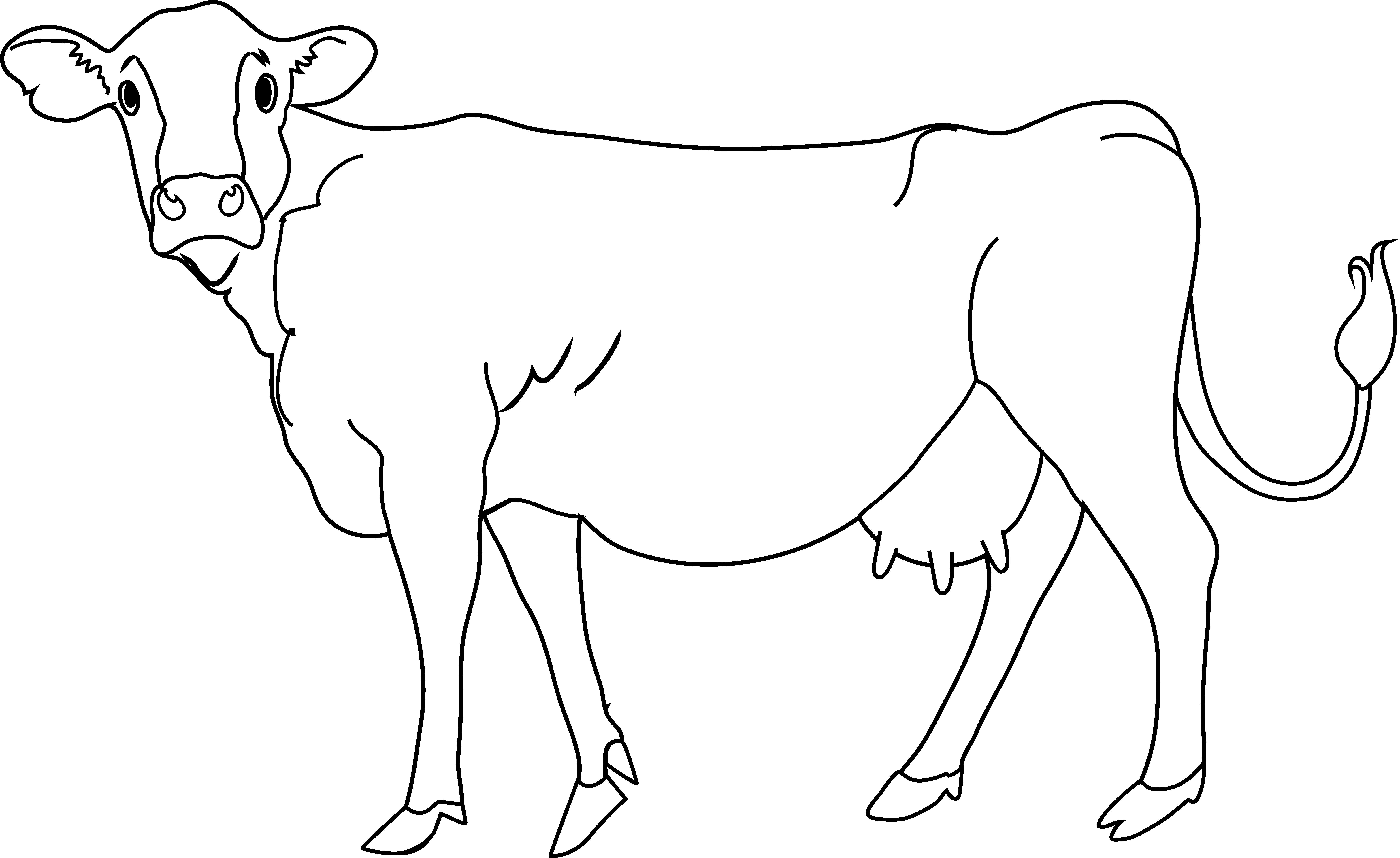 Cow Coloring Page - Cow Clipart Black & White (7657x4694)