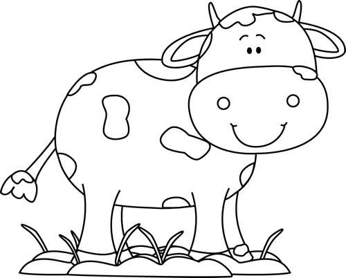 Black And White Cow In The Mud - Clip Art Cows Black And White (500x402)