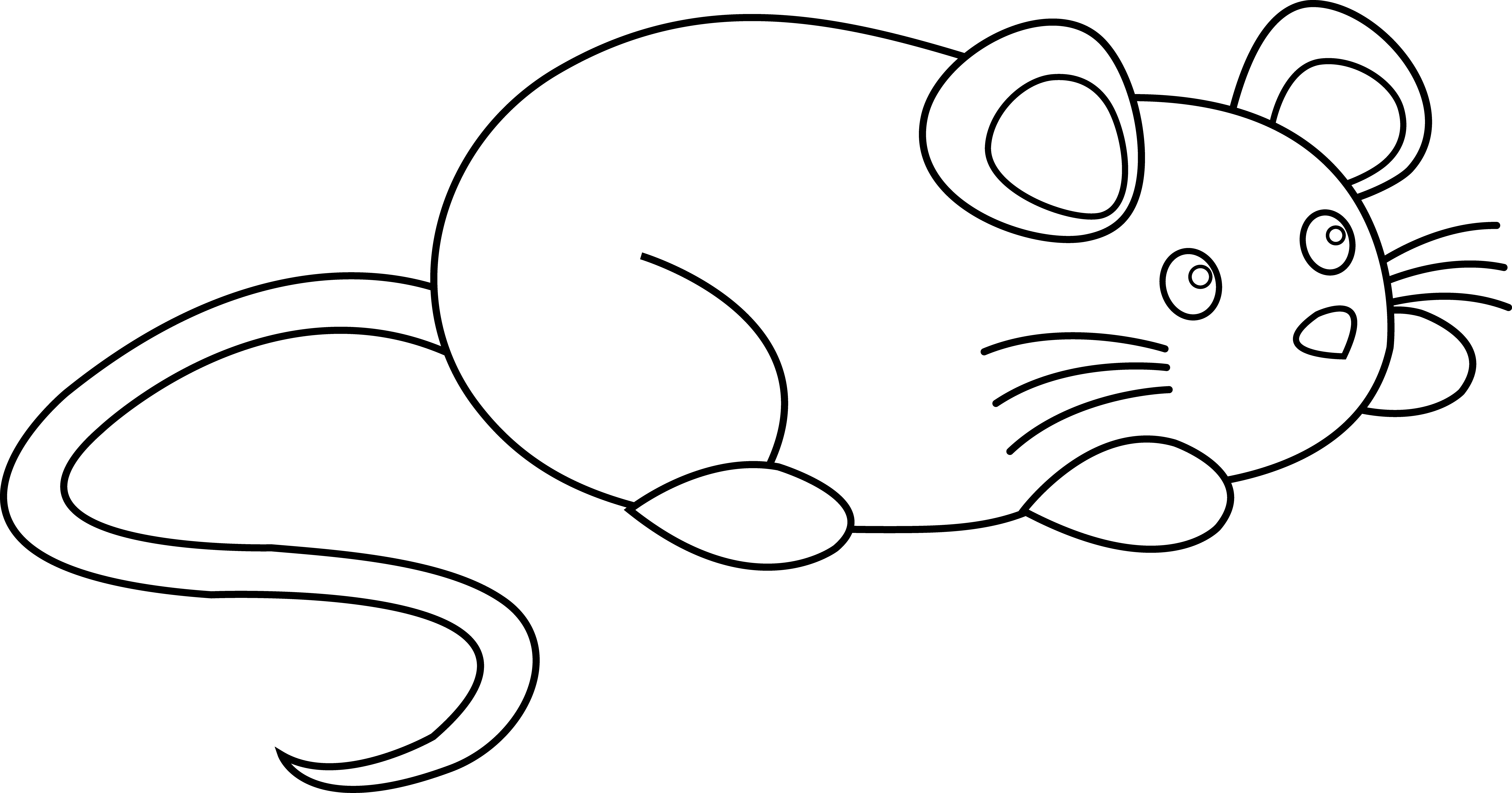 Whiskers Clipart Little Mouse - Cute Rat Cartoon Black And White (7123x3735)