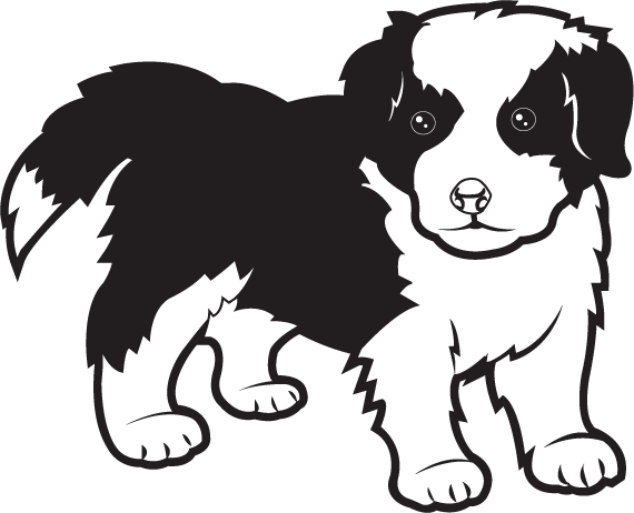 Border Collie Clipart Farm Dog Pencil And In Color - Border Collie Puppy Clipart (570x462)