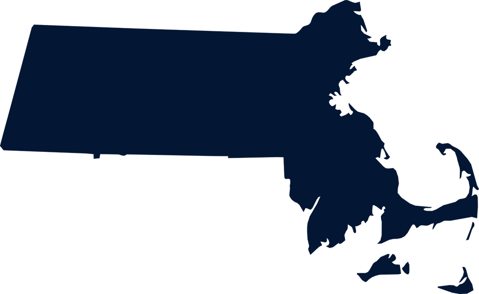 A Silhouette Of The State Of Massachusetts, One Of - Massachusetts Silhouette (977x600)