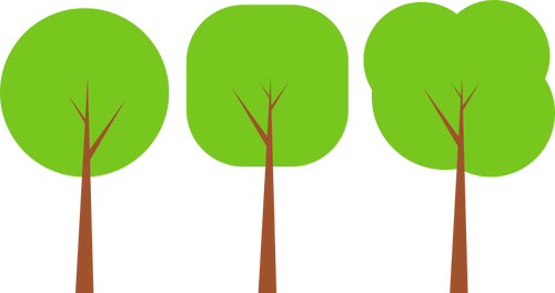 Flat Trees - Cartoon Trees In A Row (500x264)