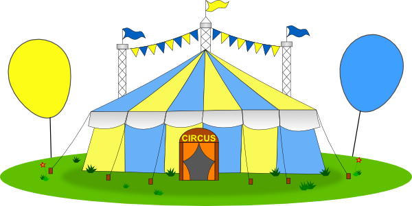 Blue & Yellow Big Circus Tent 3 Clip Art - Circus (600x300)