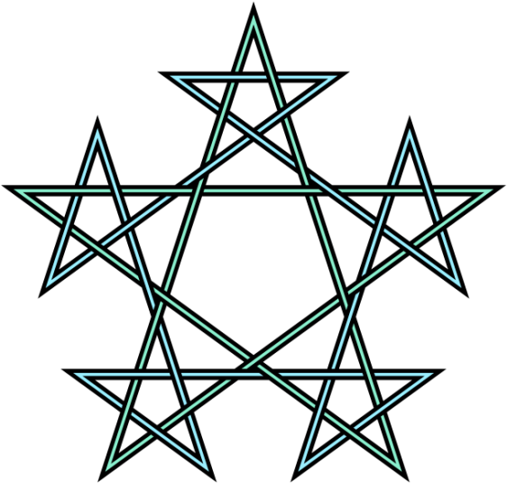 Pentagrams Interlaced Pattern - Geometric Pentagram Tattoo (584x553)