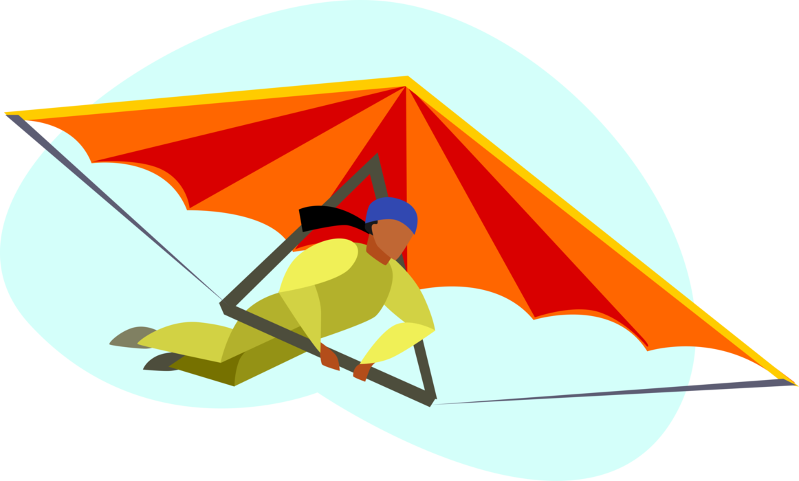 Vector Illustration Of Recreational Hang Glider Air - Hang Gliding (1162x700)
