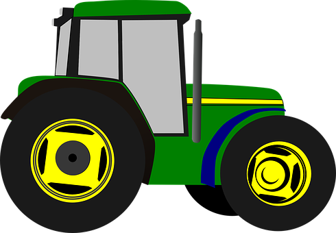 Tractor, Cartoon, Isolated, Vehicle - Tractor Vector (490x340)
