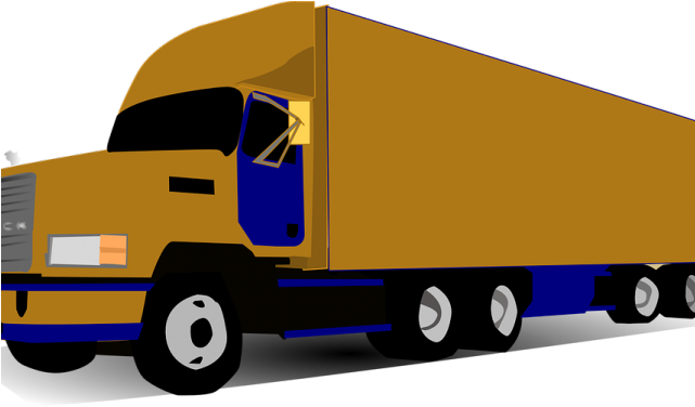 18-wheeler Fire Cliparts - Blue And Gold Truck (640x480)