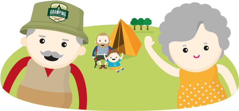Gramping Is Camping With Your Grandparents - Cartoon (785x400)