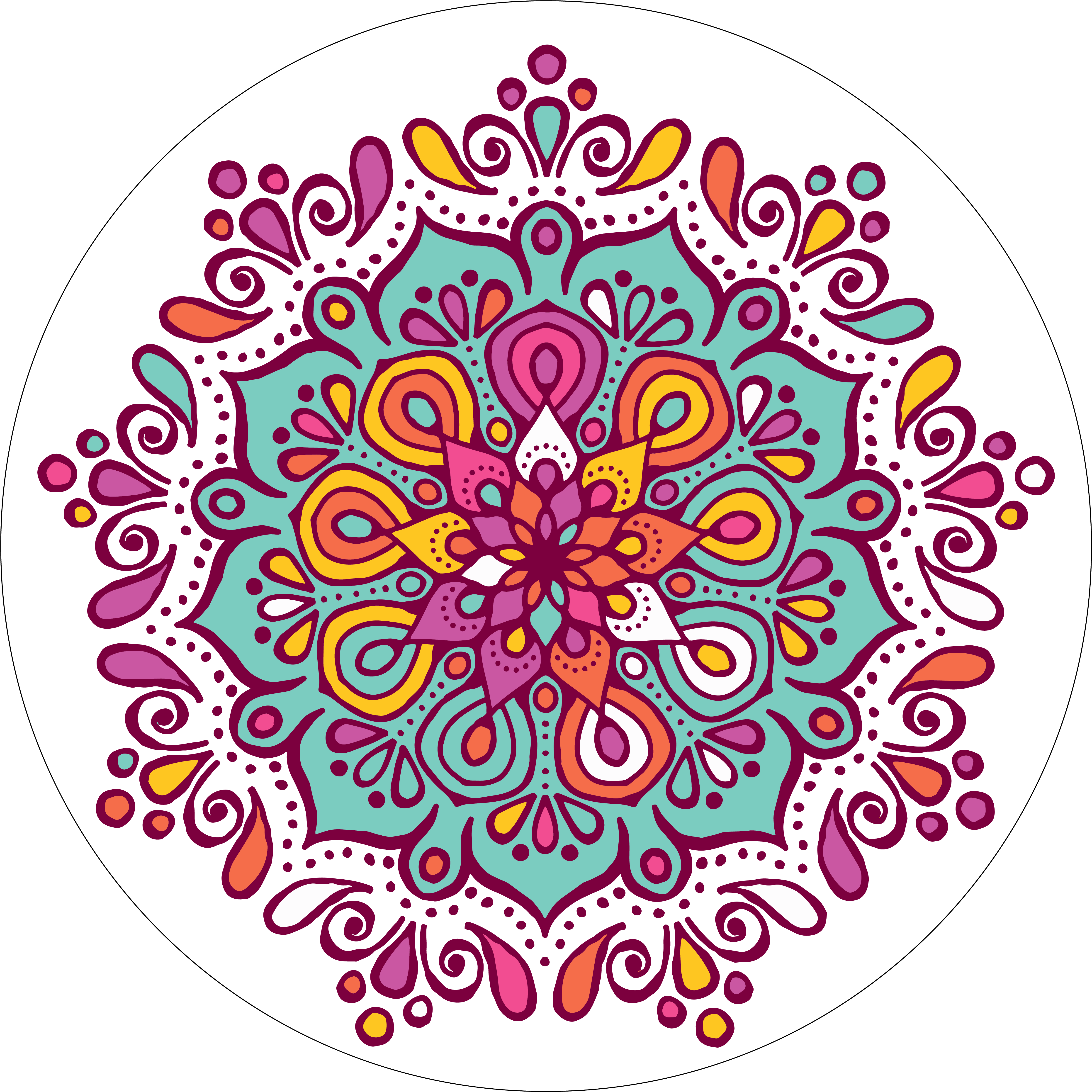 Mandala Coloring Book Rangoli Clip Art - Colorful Mandala (5000x5000)