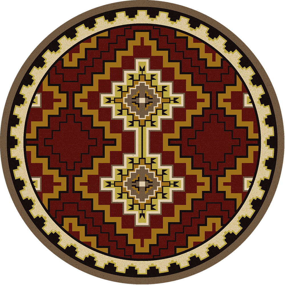 Council Fire Round Rug - Council Fire Rustic Rug By American Dakota (1000x1000)