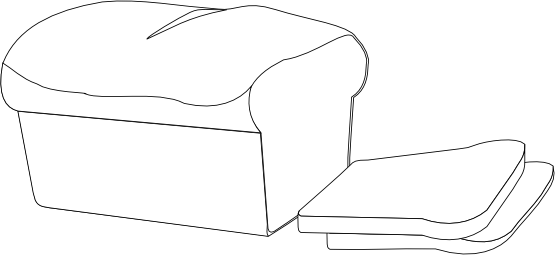 Bread Basket Black White Line Art 28 - Black And White Bread Png (555x255)