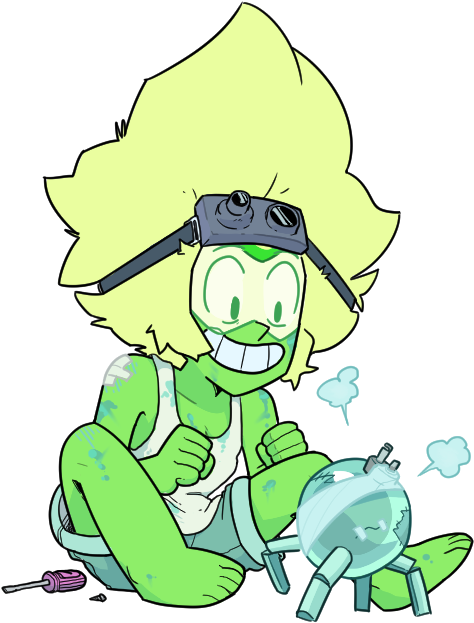Green Fictional Character Cartoon Clip Art Leaf Organism - Steven Universe Peridot Fanart (602x699)