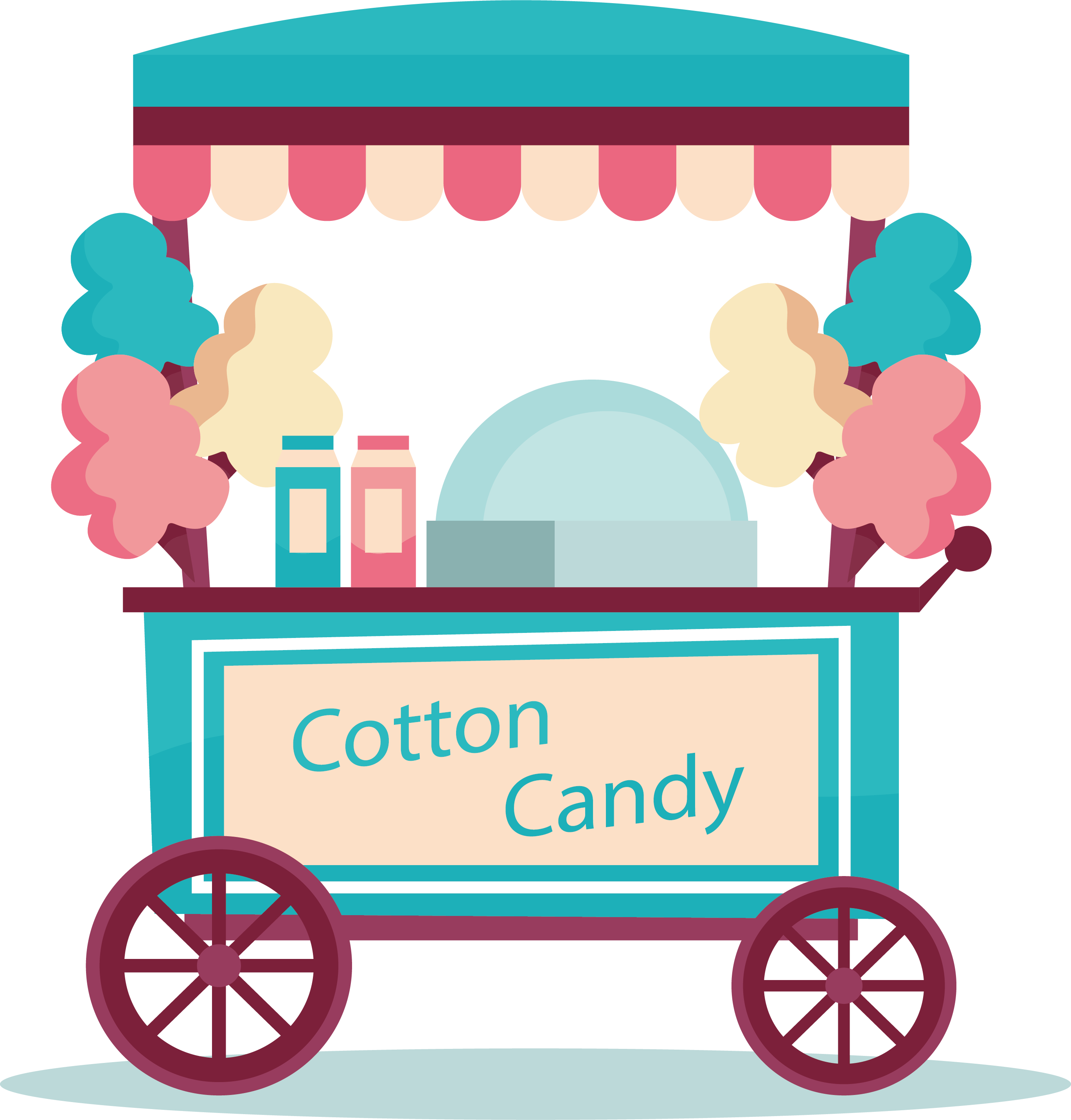 Cotton Candy Candy Cane Lollipop Sweetness Clip Art - Cotton Candy Clipart Transparent (2738x2865)
