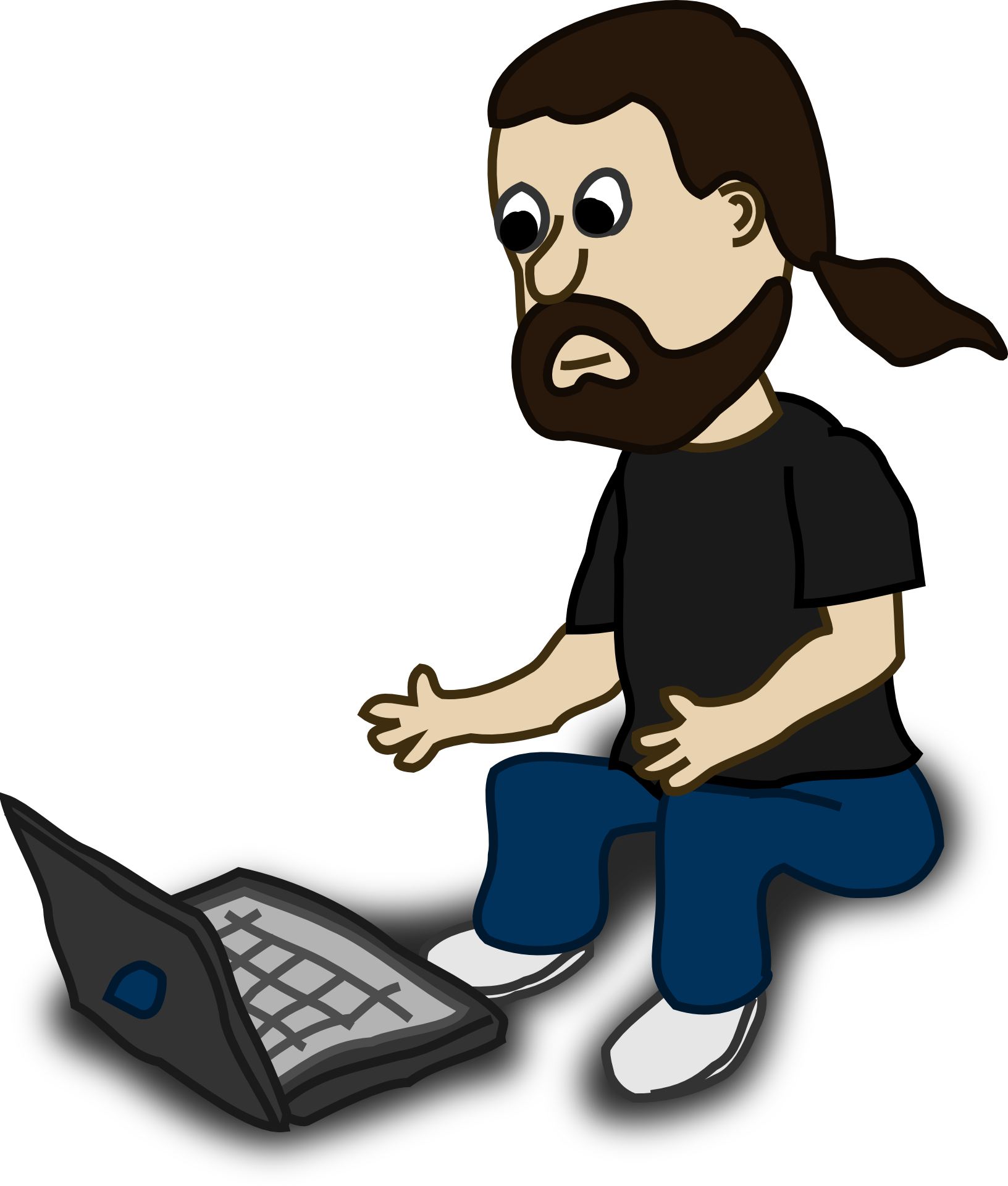 Laptop Cartoon Clip Art - Man On Laptop Cartoon (1632x1920)