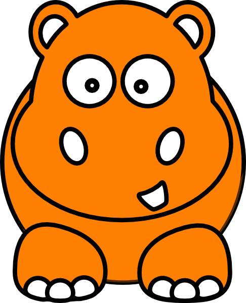 Orange Clipart Hippo - Cartoon Hippo Shower Curtain (486x600)
