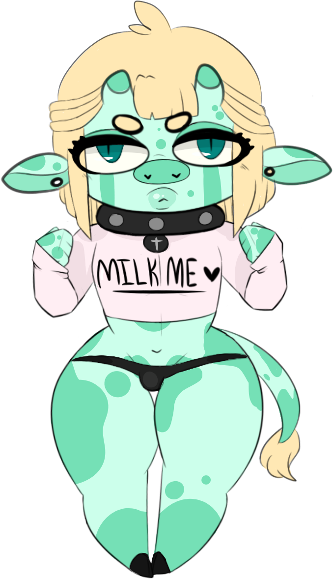 Ota Femboy Mint Cow Closed By Lemonadebat - Drawing (744x1240)