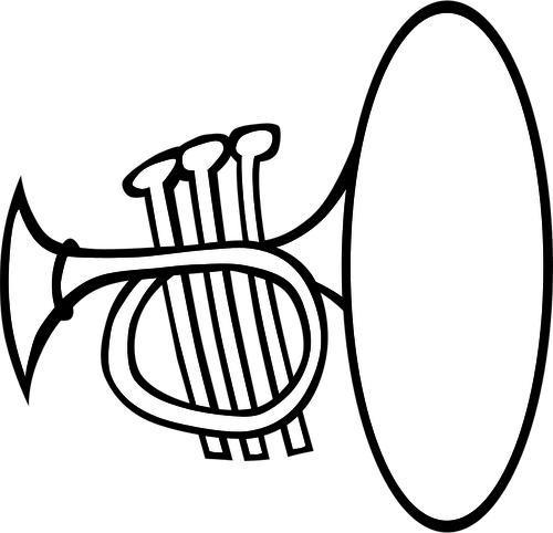 Trumpet Drawing At Getdrawings Com Free For Personal - Musical Instruments Clipart Black And White (500x482)