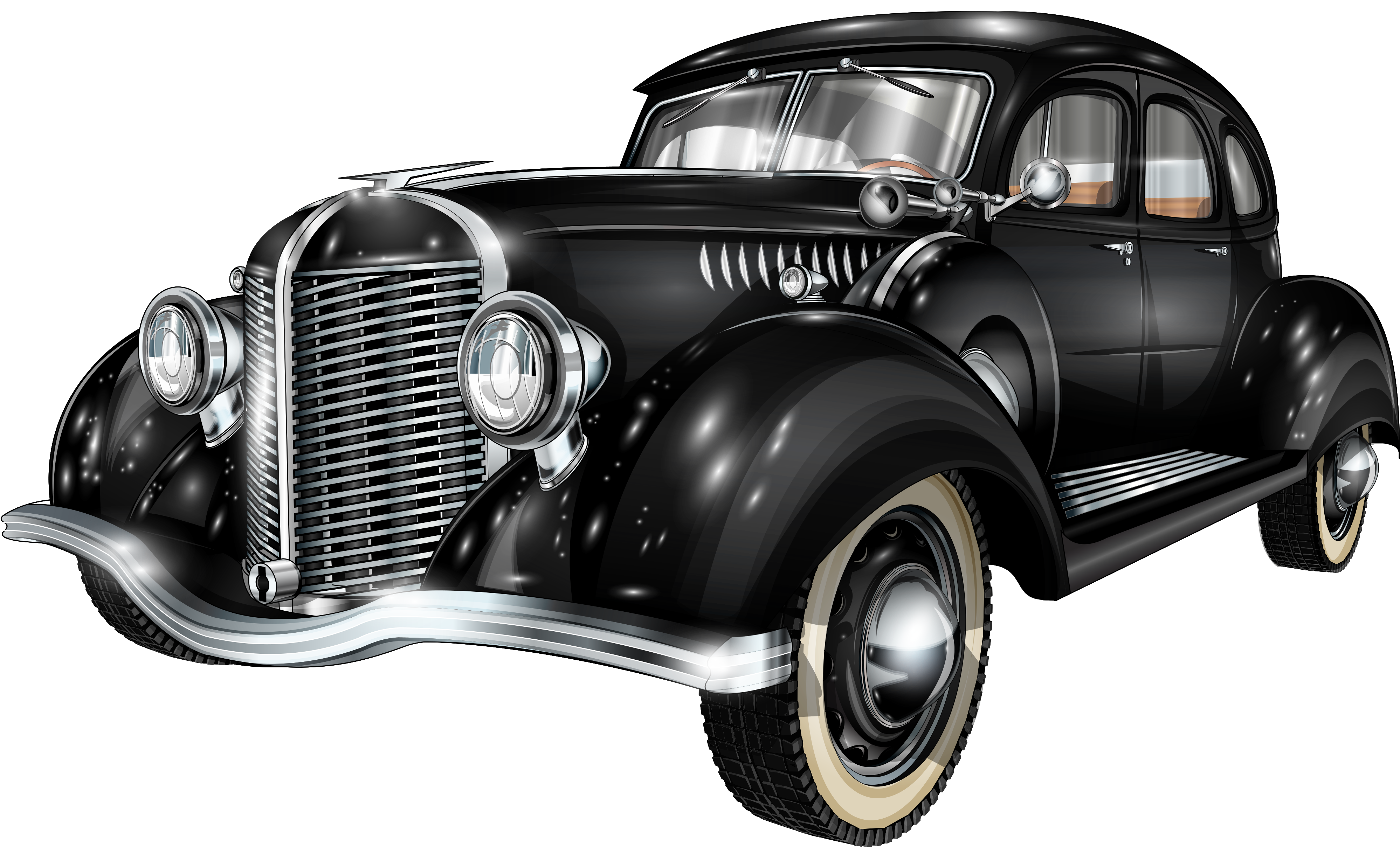 Old Car Clipart Png - Vintage Retro Car Vector (4106x2485)